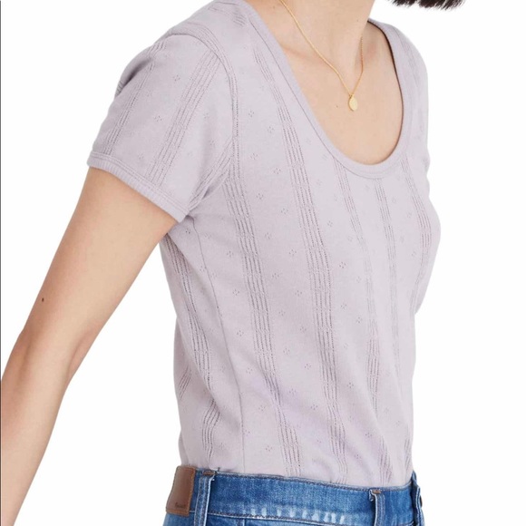 NWT Madewell Pointelle Ribbed Scoop Neck T-Shirt - Picture 3 of 6